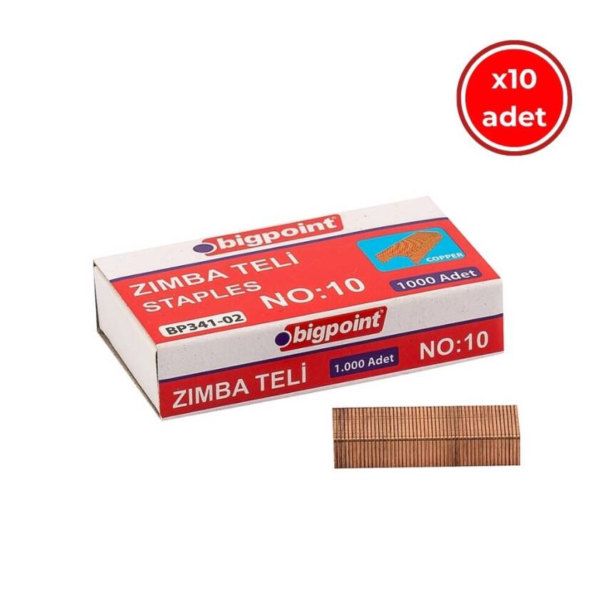 Bigpoint Zımba Teli No: 10, 1000 Adet, 10 Adet Kutu, 15 Sayfa, Sarı - 1