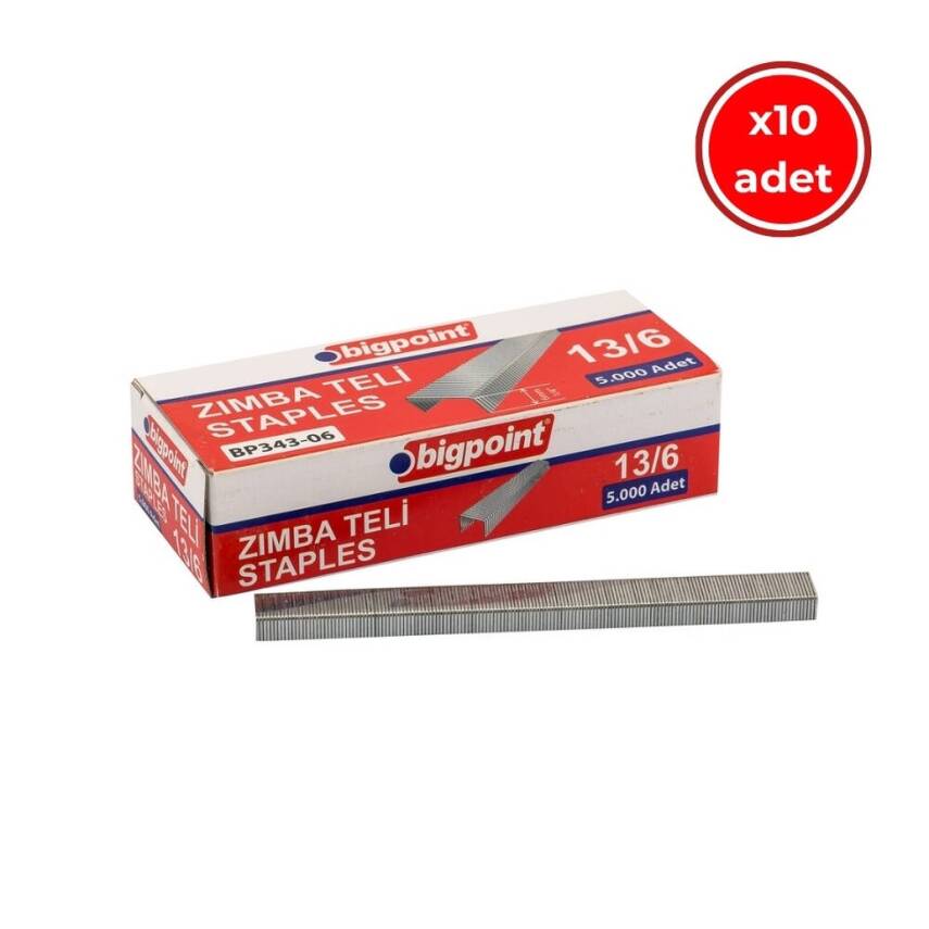 Bigpoint Zımba Teli No: 13/6, 5000 Adet, 10 Adet Kutu, 6 mm Kalınlık - 1