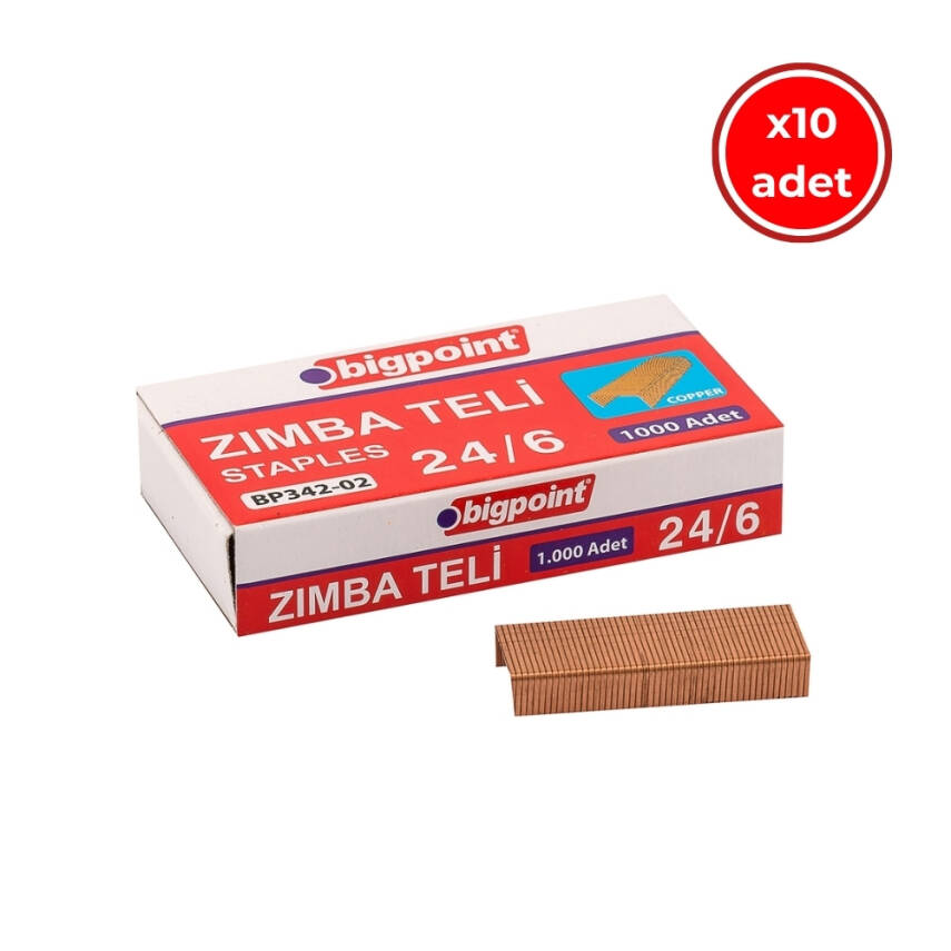 Bigpoint Zımba Teli No: 24/6, 1000 Adet, 10 Adet Kutu, 30 Sayfa, Sarı - 1