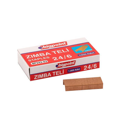 Bigpoint Zımba Teli No:24/6, Sarı, 1000 Adet, 30 Sayfaya Kadar Uyumlu - Bigpoint