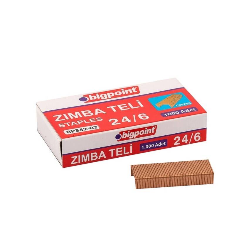 Bigpoint Zımba Teli No:24/6, Sarı, 1000 Adet, 30 Sayfaya Kadar Uyumlu - 1
