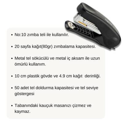 Bigpoint Zımba, 50’li, No:10, Tel Sökme Aparatlı, Masa Tipi, Siyah - 3