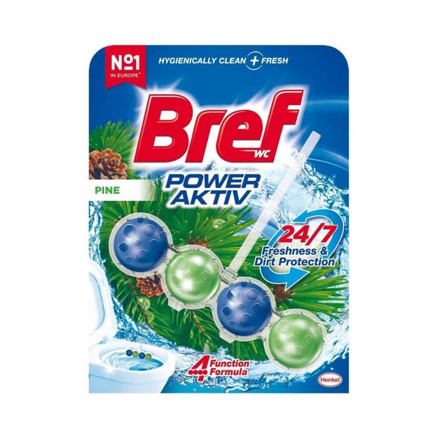Bref Klozet Kokusu, Power Aktif, 50 gr, Tekli 4 Top, Çam Kokulu - 1