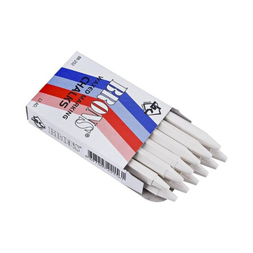 Brons Yağlı Tebeşir Beyaz 12’li, Metal, Cam ve Sac Üzerinde Kullanım - 3