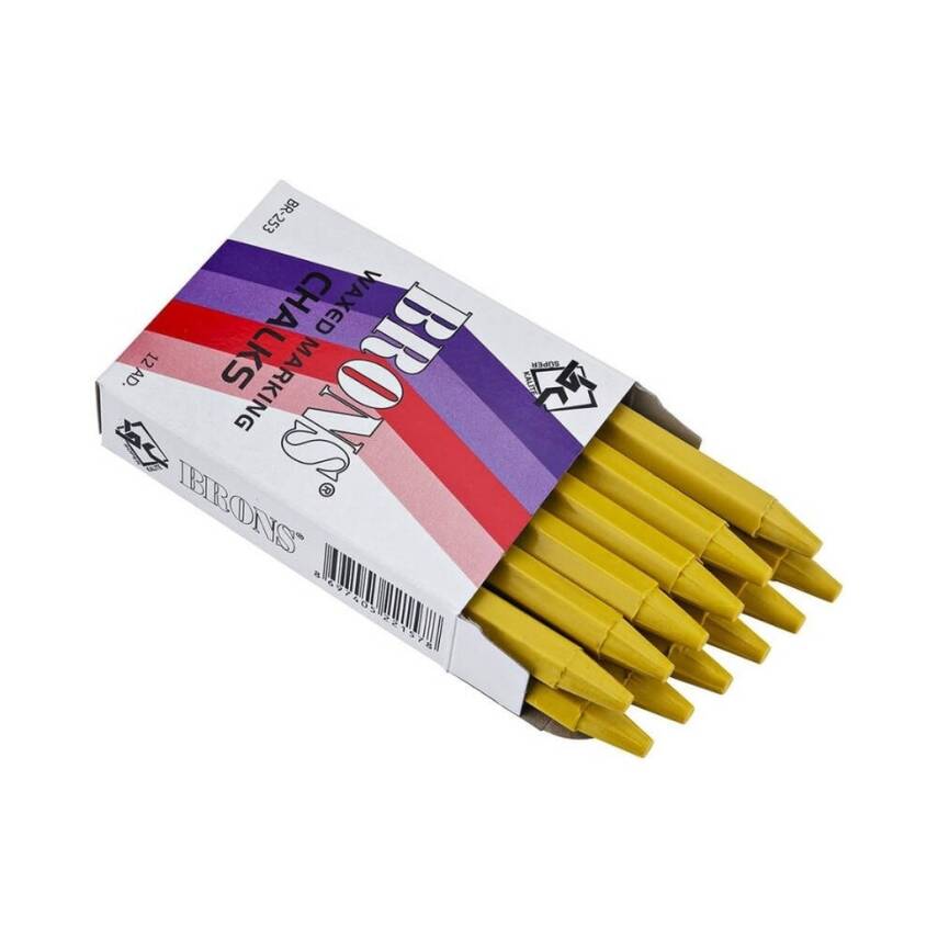 Brons Yağlı Tebeşir Sarı 12'li, Metal, Cam ve Sac Üzerinde Kullanım - 4