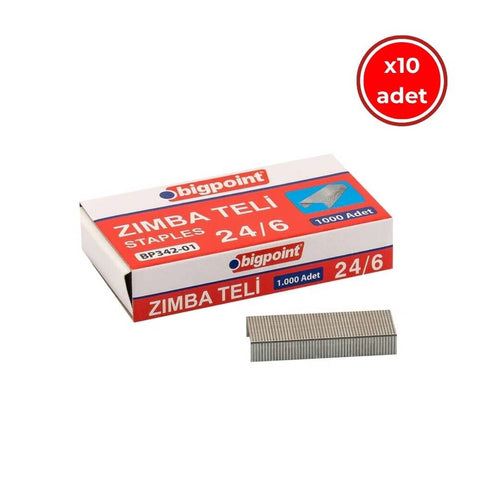 Bigpoint Zımba Teli 1000 Adet 24/6 - 26/6, 10 Adet, Zımba ile Uyumlu