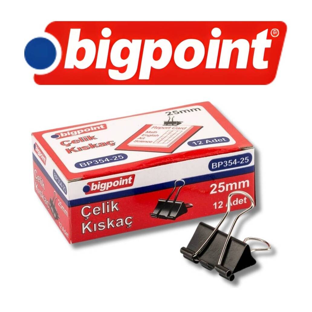 Bigpoint Çelik Kıskaç, 25 mm, 85 Sayfa Kapasite, Paslanmaz, Dayanıklı