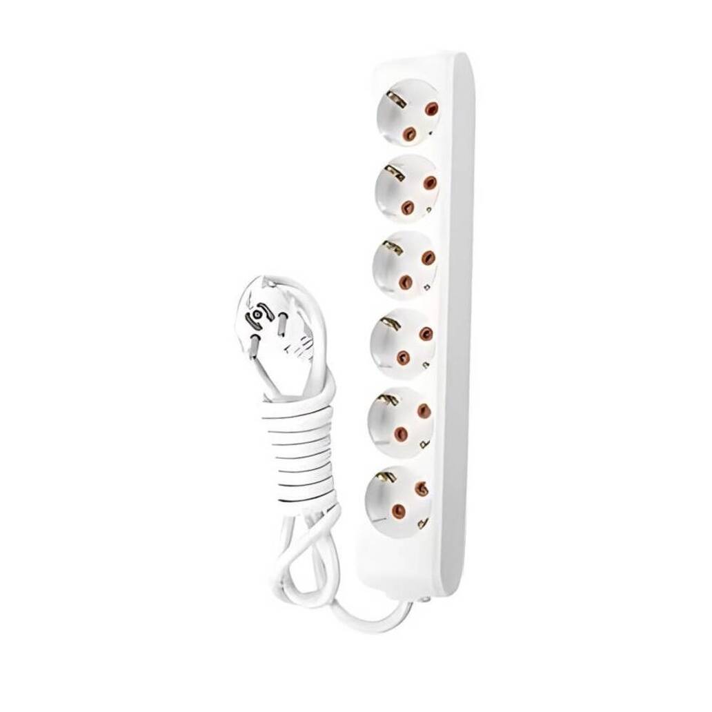 Viko Altılı Çoklu Priz, Topraklı, Uzatma Kablosu, 6lı, 2m, Beyaz