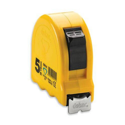 Dekor Şerit Metre, 5 m 25 mm, Sarı, Dayanıklı ve Kolay Kullanım