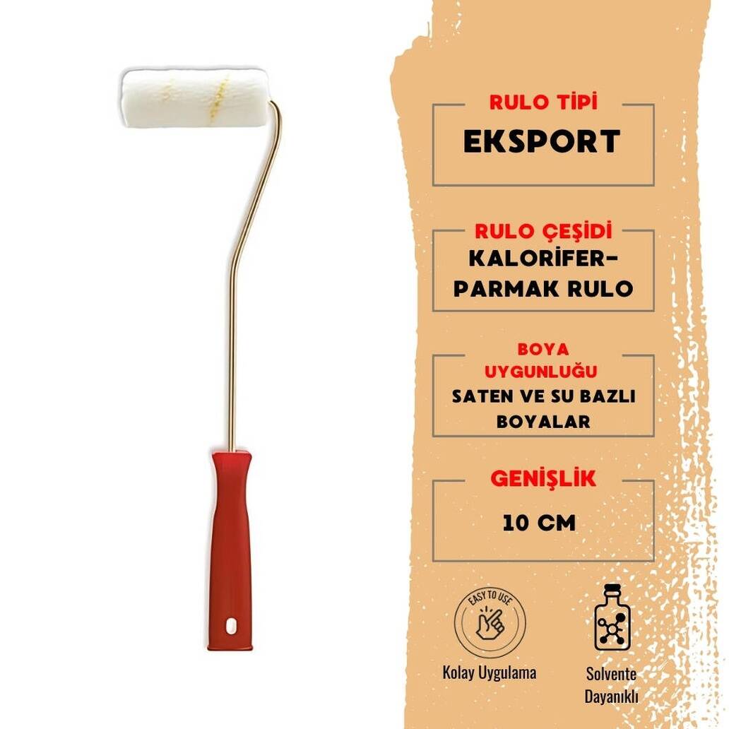 Dekor Eksport Parmak Kalorifer Boya Rulosu, İç Cephe, 10 cm, Uzun Boy