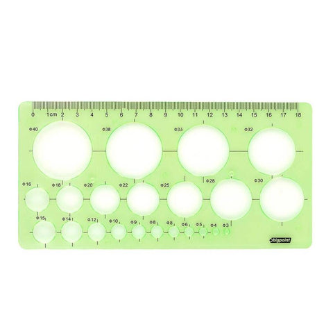 Bigpoint Daire Şablonu, 3-40 mm, 22 Farklı Daire, 18 cm Cetvel