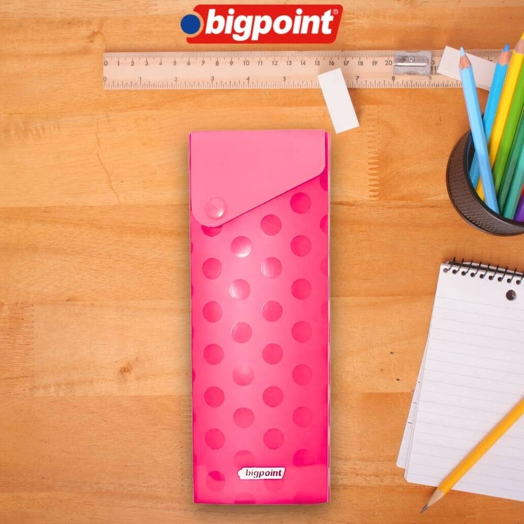 Bigpoint Kutu Kalemlik, Çıtçıtlı Kapak, Kolay Kullanım, Geniş, Pembe