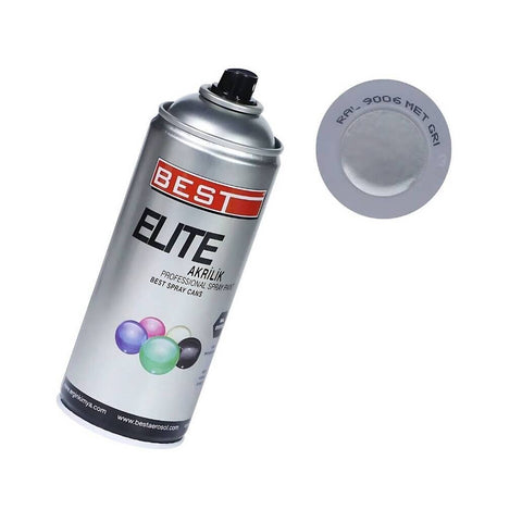 Best Elite Akrilik Sprey Boya, RAL= 90006 - Mat Gri, 400 ml, Dayanıklı