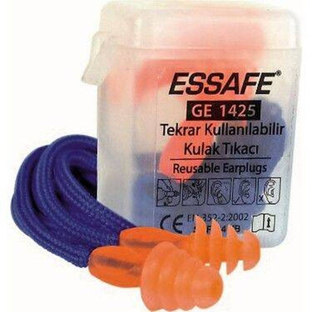 Essafe GE 1425 Kordonlu, Kutulu Kulak Tıkacı Tekrar Kullanılabilir