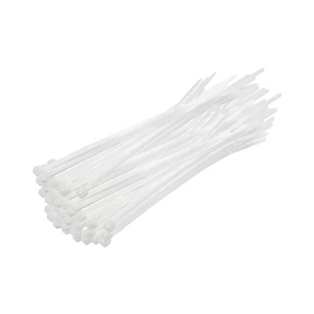 Meşem Kablo Bağı, 100'lü Paket Plastik Kelepçe, 3.6 mm, 250 mm, Beyaz