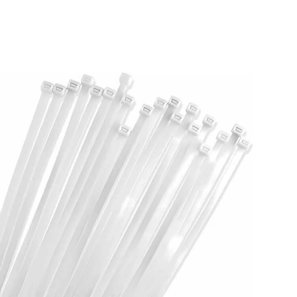 Meşem Kablo Bağı, 100'lü Paket Plastik Kelepçe, 3.6 mm, 370 mm, Beyaz