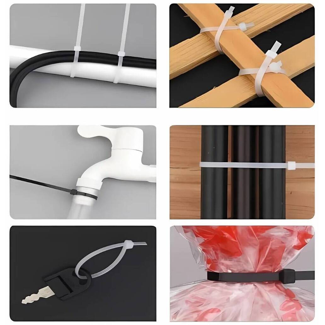 Meşem Kablo Bağı, 100'lü Paket Plastik Kelepçe, 3.6 mm, 370 mm, Beyaz