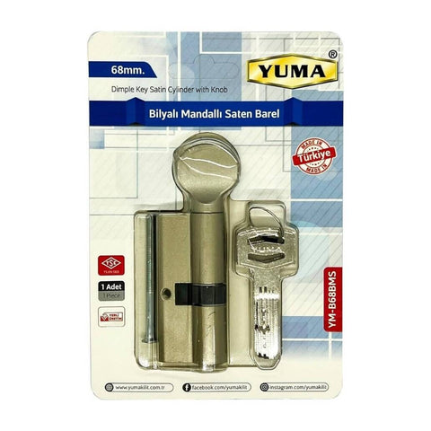YUMA Kilit Göbeği, Mandallı Bilyalı Çelik Kapı Kilidi, 68 mm, Nikel