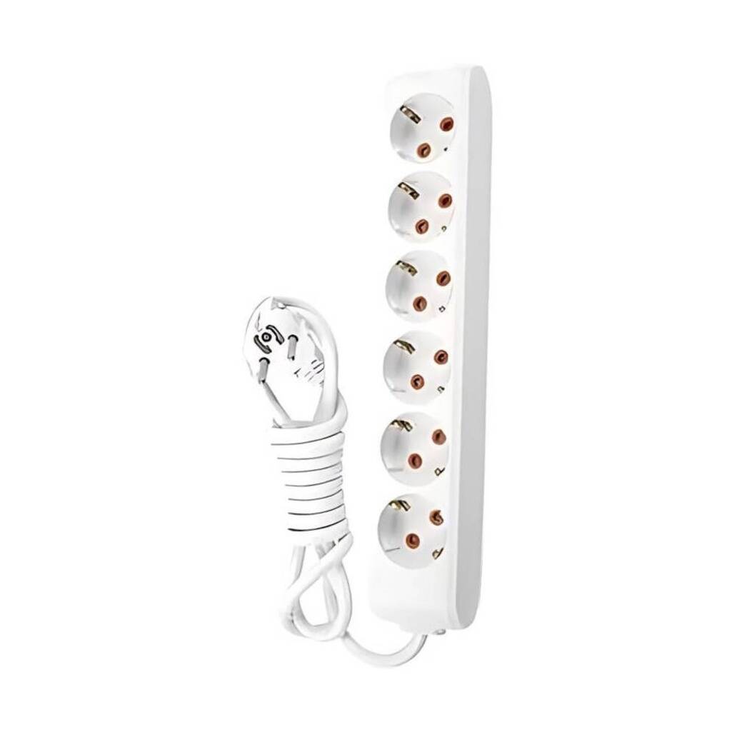 Viko Altılı Çoklu Priz, Topraklı, Uzatma Kablosu, 6lı, 1m, Beyaz