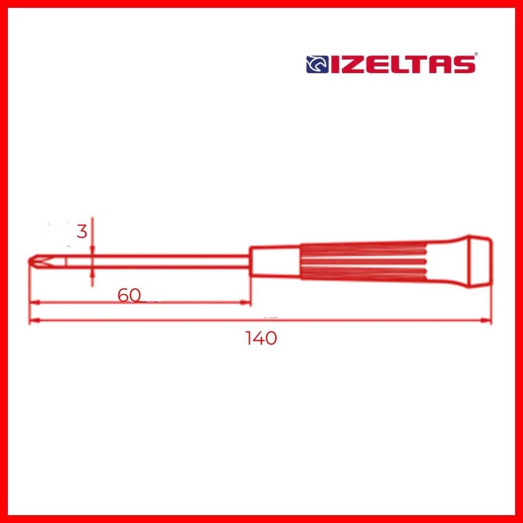 İzeltaş Elektronikçi Tip Klemens Tornavida, Yıldız 3x60mm, Dayanıklı