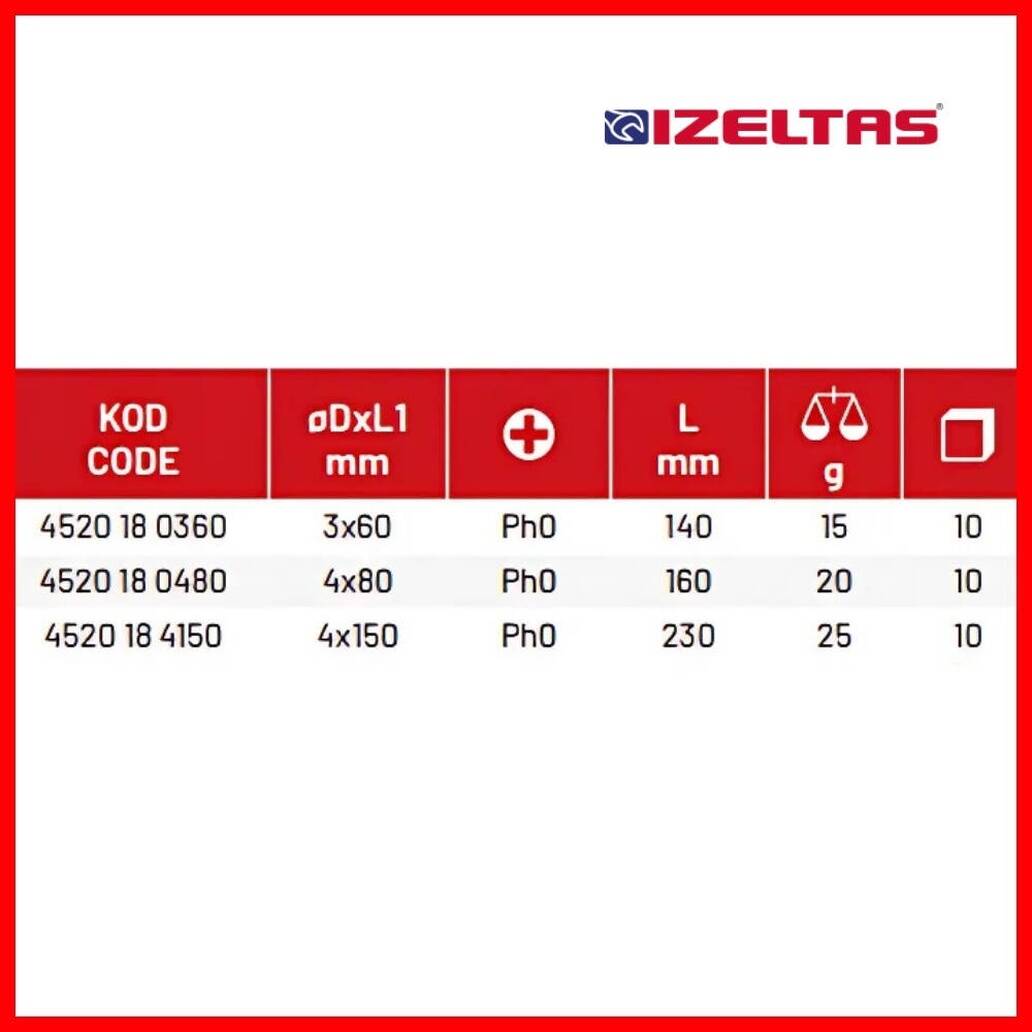 İzeltaş Elektronikçi Tip Klemens Tornavida, Yıldız 3x60mm, Dayanıklı