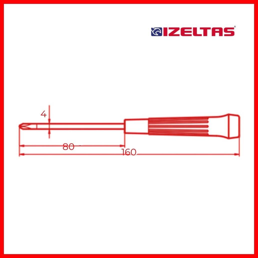 İzeltaş Elektronikçi Tip Klemens Tornavida, Yıldız 4x80 mm, Dayanıklı