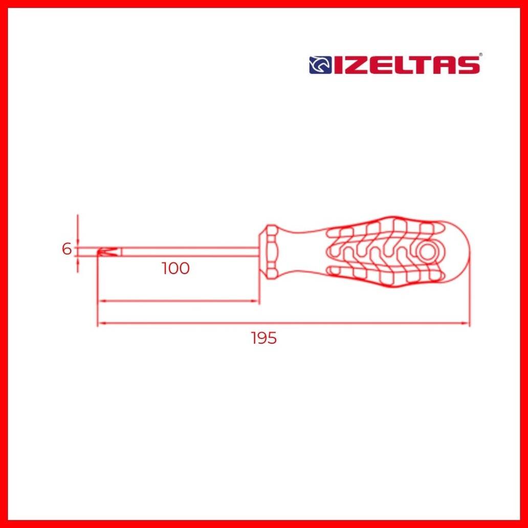 İzeltaş Yıldız Uçlu Tornavida, 6x100 mm, Opak Seri, Güvenli ve Hassas