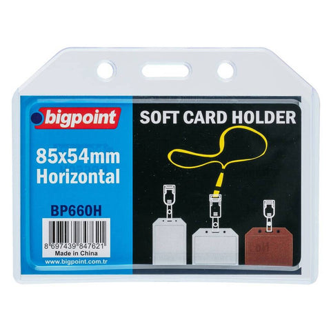 Bigpoint Şeffaf Yaka Kartı Poşeti, Yatay, 85 x 54 mm, Dayanıklı