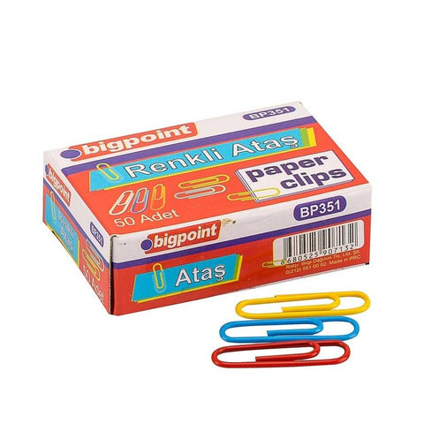 Bigpoint Renkli Ataş No:3, 28mm, PVC Kaplama, 50 Adet, Paslanmaz Yapı