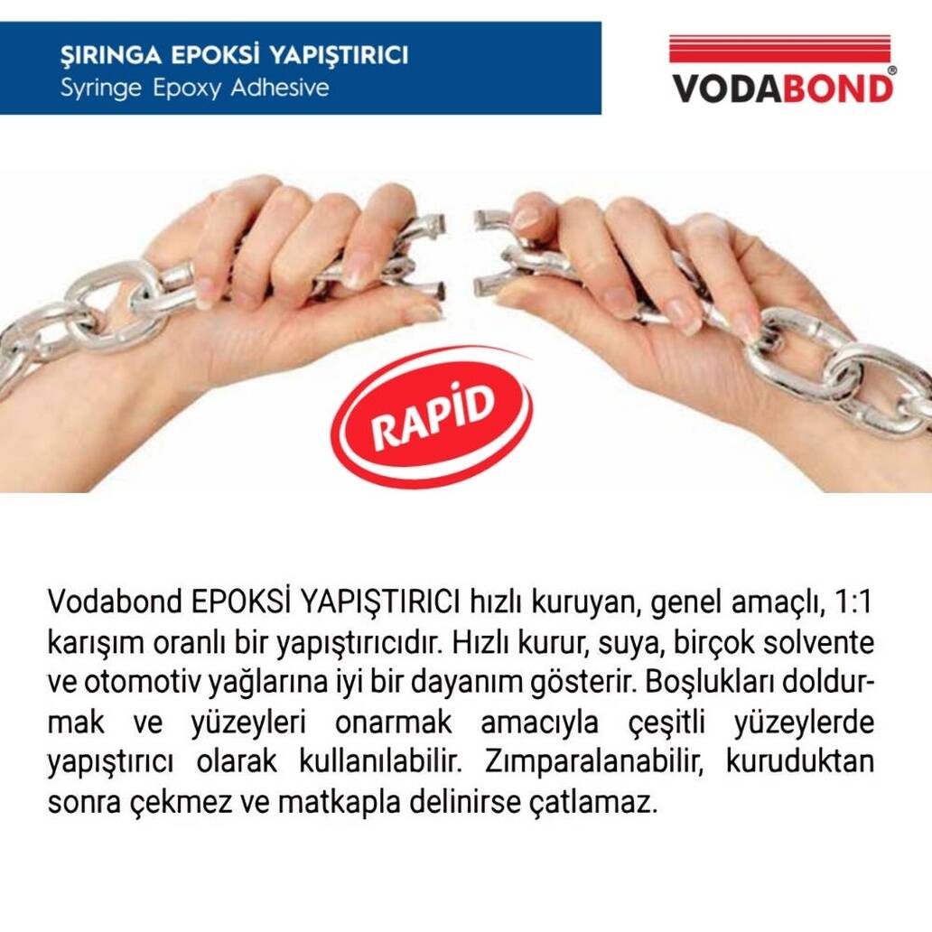 Vodabond Epoksi Yapıştırıcı, 6ml, Hızlı, Şeffaf, Genel Amaçlı Kullanım
