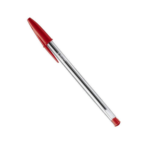 BIC Cristal Medium Tükenmez Kalem, 1.0 mm Uç, Şeffaf Gövde, Kırmızı