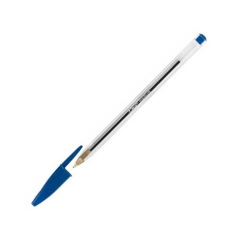 BIC Cristal Medium Tükenmez Kalem, 1.0 mm Uç, Şeffaf Gövde, Mavi