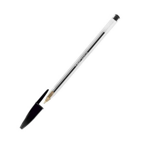BIC Cristal Medium Tükenmez Kalem, 1.0 mm Uç, Şeffaf Gövde, Siyah