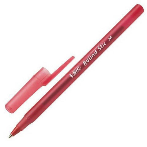BIC Round Stic Tükenmez Kalem, 1.0mm Uç, Uzun Ömür, Yağ Bazlı, Kırmızı