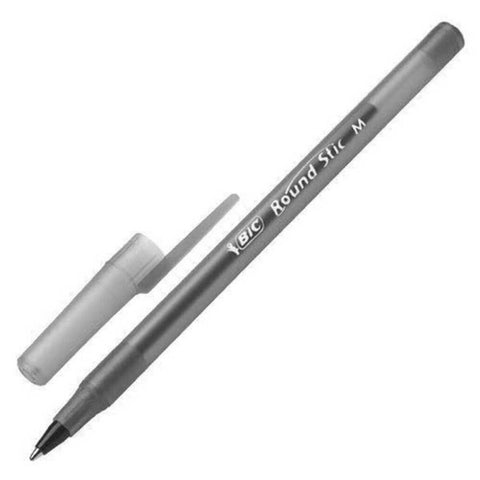 BIC Round Stic Tükenmez Kalem, 1.0 mm Uç, Uzun Ömürlü, Yağ Bazlı,Siyah