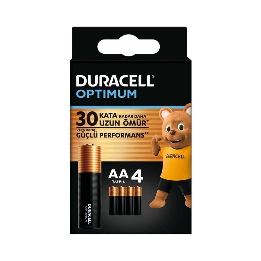 Duracell Optimum AA Alkalin Kalem Pil, 4'lü, 1.5V, Uzun Ömürlü Güç