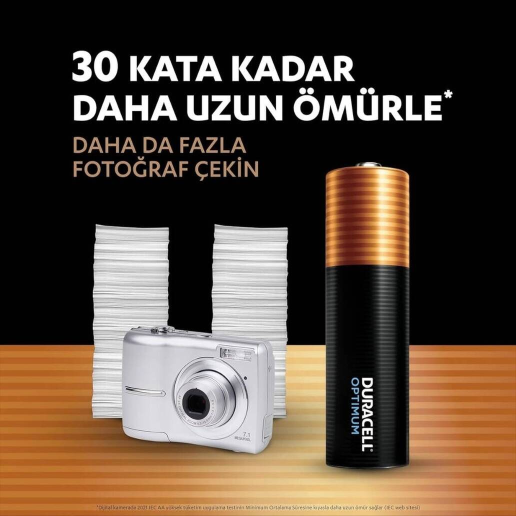 Duracell Optimum AA Alkalin Kalem Pil, 4'lü, 1.5V, Uzun Ömürlü Güç