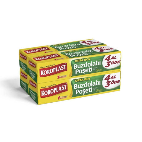 Koroplast Orta Boy Buzdolabı Poşeti 24 x 38 cm, 20'li, 4 Al 3 Öde
