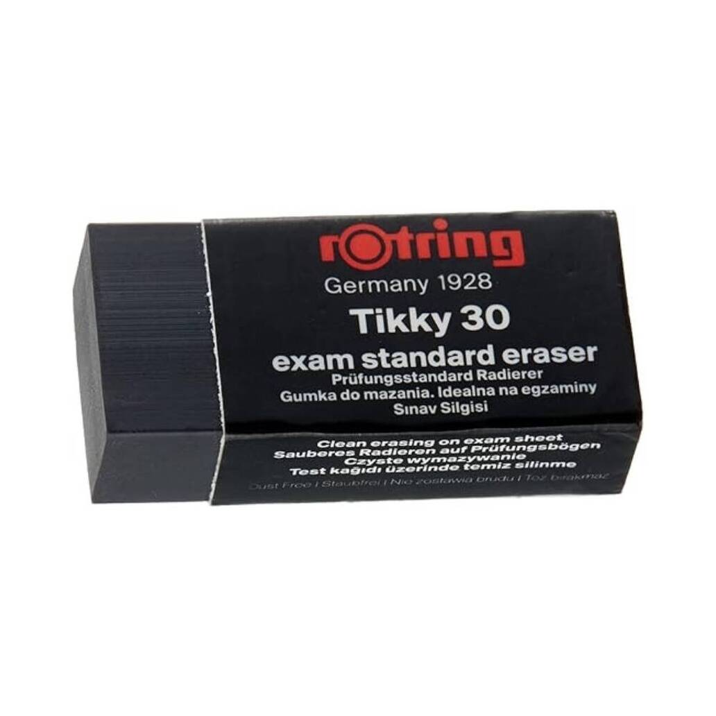 Rotring Tikky 30 Sınav Silgisi, Tozsuz ve İz Bırakmayan Silme, Siyah