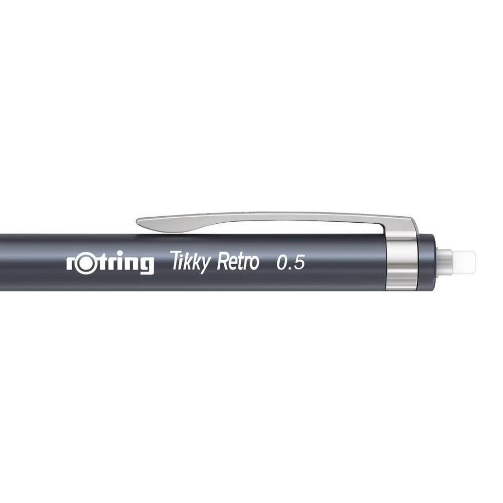 Rotring Tikky Retro Versatil Kalem 0.5 mm, Ergonomik, Metalik Gri