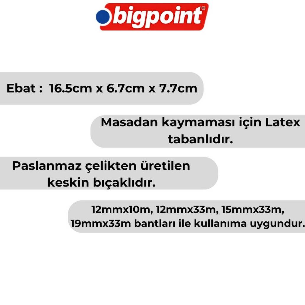 Bigpoint Bant Kesme Makinesi, 33 mt, Orta Boy, Mavi, 12-19 mm Uyumlu