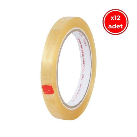 Louis Tape Selefon Bant, 12 Adet, 12 mm x 66 m, Şeffaf, Teneke Kutulu