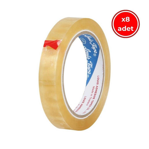 Louis Tape Selefon Bant, 8 Adet, 12 mm x 66 m, Şeffaf, Teneke Kutulu