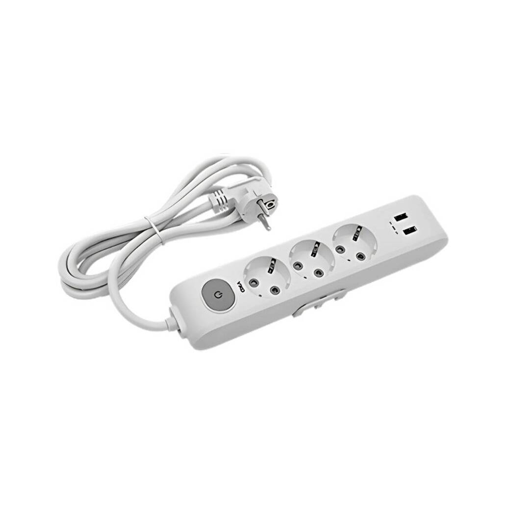 Viko Üçlü 2 USB'li, Topraklı, Çocuk Korumalı Çoklu Priz, 2m (5V 2A)