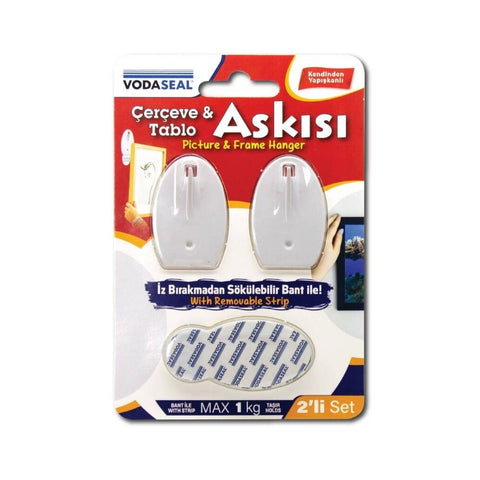 Vodaseal Çerçeve Tablo Askısı 2'li Set İz Bırakmaz, Dayanıklı Yapışkan