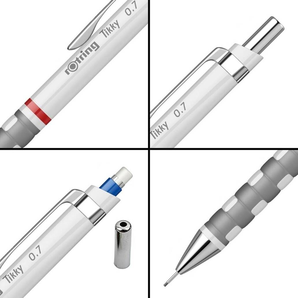 Rotring Tikky Versatil Kalem, 0.7 mm, Dayanıklı Ergonomik Yapı, Beyaz