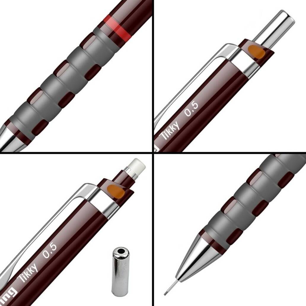 Rotring Tikky Versatil Okul Seti, 0.5 mm, 3'lü Set, Bordo