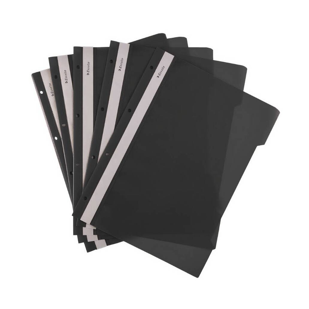 Esselte Telli Dosya, 10 Adet, 50'li Paket, A4, 4 Delikli, Siyah