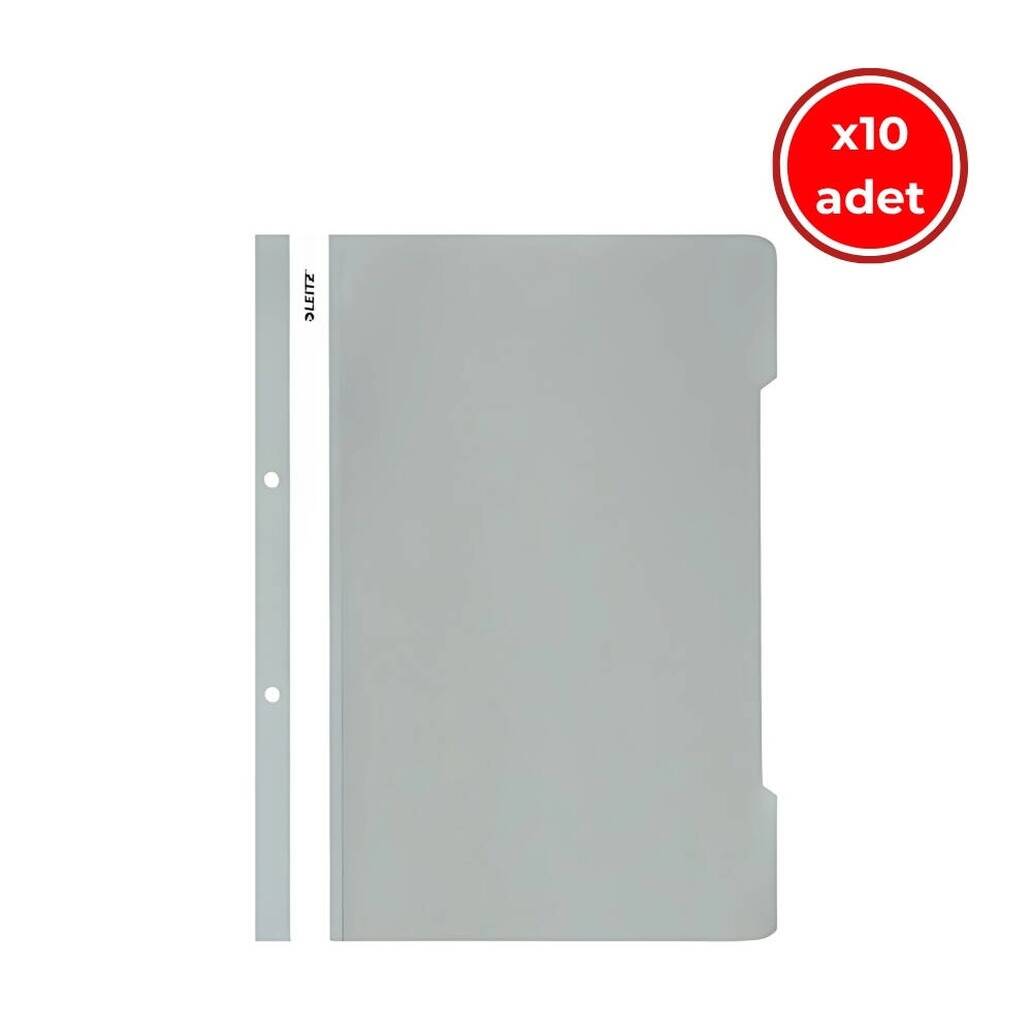 Leitz Telli Dosya, 10 Adet, 50'li Paket, A4, 2 Delikli, Gri
