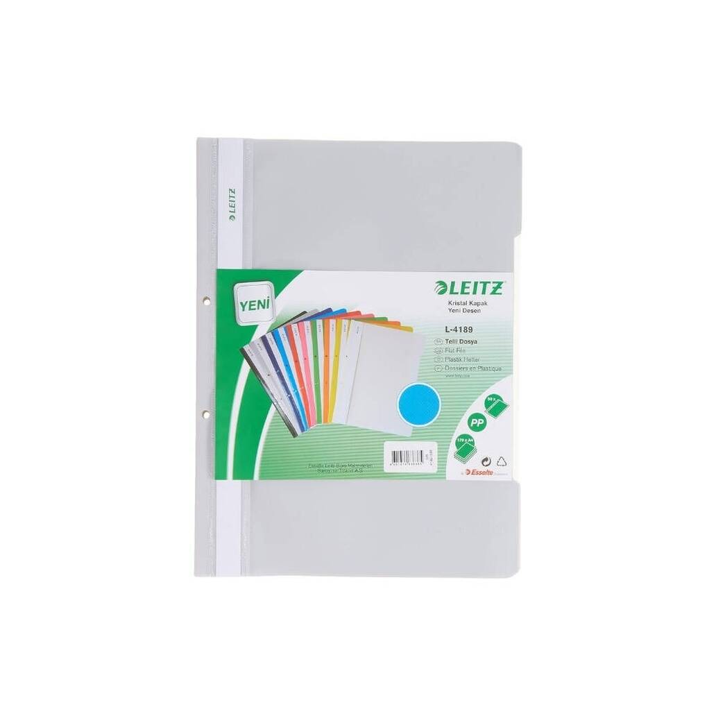 Leitz Telli Dosya, 10 Adet, 50'li Paket, A4, 2 Delikli, Gri
